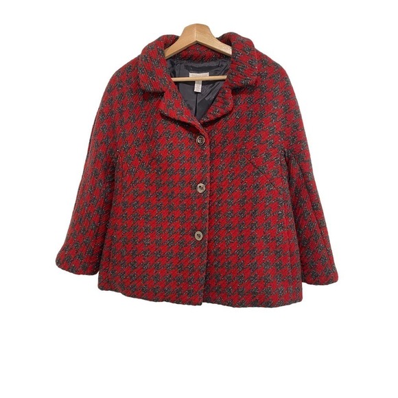 CHARTER CLUB - Wool blend red & grey tweed Winter Coat/Jacket, Women size L - Picture 1 of 4